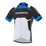 SHIMANO dres s potiskem, bílá/cobalt modrá, M