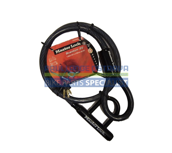 MasterLock zámek na zablokování předního kola motocyklu, 1,5m x 20mm, (8156)