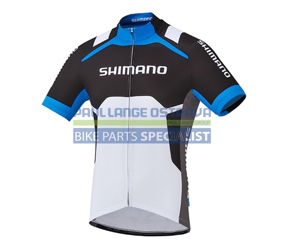 SHIMANO dres s potiskem, bílá/cobalt modrá, M