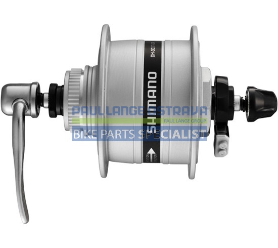 SHIMANO dynamo nába DH-3D37 3 W Center-Lock, 36 děr, (rychloupínák), stříbrná bal