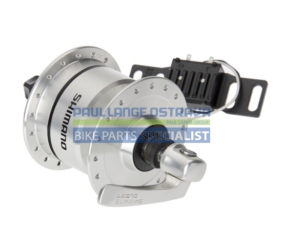 SHIMANO dynamo nába DH-3N72 3 W pro ráfkovou brzdu, 36 děr, (rychloupínák), stříbrná bal