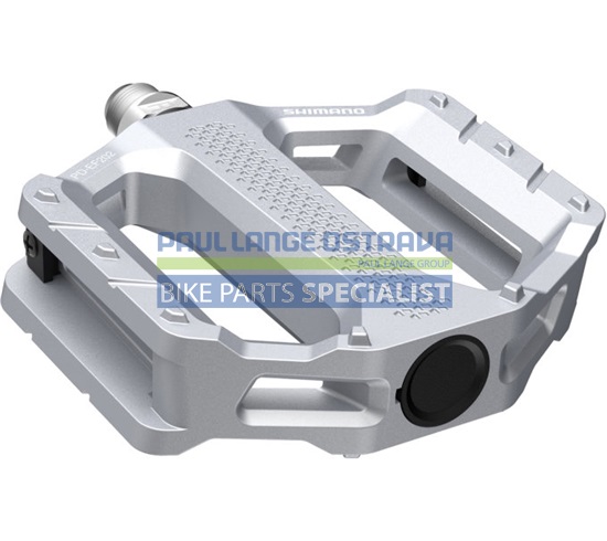 SHIMANO pedály MTB-ostatní PD-EF202 Flat Pedal bez zarážek bez odrazek stříbrná pro E-Bike/Trekking