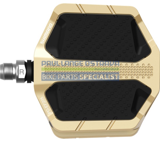 SHIMANO pedály MTB-ostatní PD-EF205 Flat Pedal bez zarážek bez odrazek zlatá pro E-Bike/Trekking