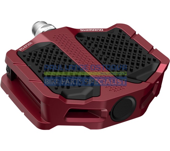 SHIMANO pedály MTB-ostatní PD-EF205 Flat Pedal bez zarážek bez odrazek červená pro E-Bike/Trekking