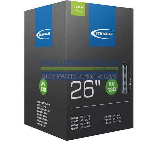 SCHWALBE duše 26“, 54/75-559, AV 40 mm, DOWNHILL, BUTYL, 126 g