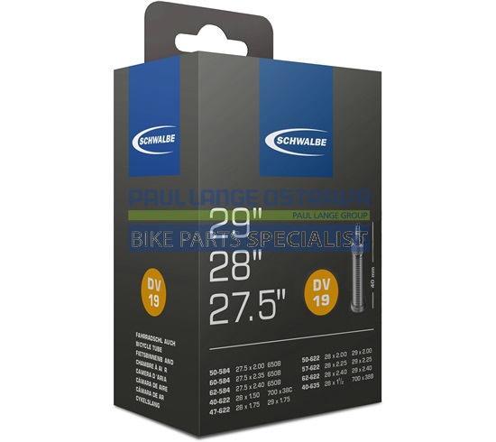 SCHWALBE duše UNIVERZÁLNÍ 27.5"/28"/29", 40/62-584/635, DV 40 mm, STANDARD, BUTYL, 220 g